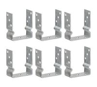 LoogCape Pack of 6 Silver Post Brackets, 12 x 6 x 15 cm, Galvanised Steel, U-Shaped for Garden Fence, Gazebo, Carport, Wooden Stand, Privacy Screen, Parasol, Durable Outdoor Attachment
