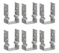 LoogCape Pack of 6 Silver Post Brackets 9 x 6 x 15 cm Galvanised Steel U-shaped with Pre-Drilled Holes for Fence, Garden, Carport, Pergola, Gazebo, Privacy Screen, Rotary Airer, Parasol, Wooden Posts