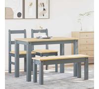LoogCape PANAMA 4-Piece Dining Set Solid Pine Wood with Honey Wax Finish for Dining Room, Kitchen and Seating Area, Includes Table, Bench, Chairs, Space-Saving, Durable, Easy to Clean