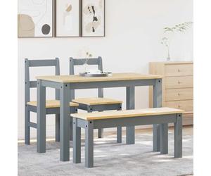 LoogCape PANAMA 4-Piece Dining Set Solid Pine Wood with Honey Wax Finish for Dining Room, Kitchen and Seating Area, Includes Table, Bench, Chairs, Space-Saving, Durable, Easy to Clean