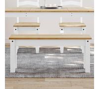 LoogCape Panama Dining Bench, White, 105 x 30 x 45 cm, Solid Pine Wood, Rustic Bench for Dining Room, Kitchen, Hallway with Backrest, Space-Saving, Robust, Modern, Country House Style, with Storage