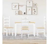 LoogCape Panama Dining Set 5-Piece Solid Pine Wood with Extendable Dining Table and Comfortable Upholstered Chairs for Cosy Meals in Kitchen or Dining Room White