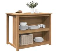 LoogCape Panama Kitchen Island 112 x 77 x 90 cm Solid Pine Wood with Lots of Storage Space and Robust Worktop for Kitchen, Mobile, Foldable, with Wheels, Ideal as a Side Trolley