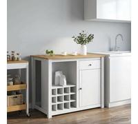 LoogCape Panama Kitchen Trolley Set of 2 White Honey Wax 112 x 77 x 90 cm Solid Pine Modern Design Versatile Storage Space