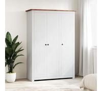 LoogCape Panama Series 3-Door Wardrobe White Pine 118 x 50 x 171.5 cm with 4 Shelves Clothes Rail Sliding Doors Multi-Purpose Storage for Bedroom, Hallway, Children's Room