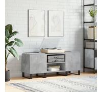 LoogCape Panel Cabinet, Concrete Grey, 121 x 38 x 48 cm, Wood Material with Iron Legs for Vinyl, LP, Records, Storage Space, Sturdy Surface, Industrial Design, Ideal for Living Room, Home Cinema