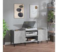 LoogCape Panel Cabinet, Concrete Grey, 121 x 38 x 48 cm, Wood Material with Metal Legs, Lots of Storage Space for LP Records, TV, Side or Filing Cabinet in the Living Room, Office, Hallway