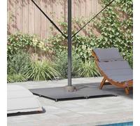 LoogCape Parasol Stand Dark Grey Wood Look 100 x 100 x 4 cm Steel with Adjustable Feet for Stable Outdoor Use Suitable for Garden Balcony Patio Beach Camping