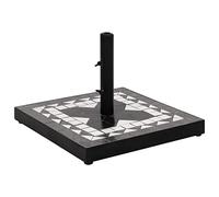 LoogCape Parasol Stand Square Black White 12 kg, Weatherproof, Stable, for Balcony, Patio, Garden, Beach, Outdoor, Fillable with Water Sand, Suitable for Parasol Poles 22 25 32 mm