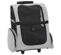 LoogCape Pet Trolley 3-in-1 Grey 48 x 32 x (57-106) cm Foldable with Mesh Fabric Portable Dog Buggy Cat Trolley Travel Outdoor Jogger with Wheels Height Adjustable for Small Pets