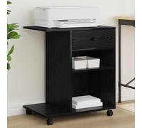 LoogCape Plain Black Oak Effect Printer Stand 60 x 40 x 68.5 cm with Wheels, Storage Space and Drawers for Office, Home Office, Flexible, Durable, Ideal for Printers, Copiers, Scanners and Files