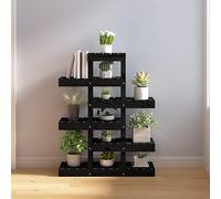 LoogCape Plant Stand Black 85 x 25 x 109.5 cm Solid Pine Garden Balcony Patio Decoration for Flowers, Herbs, Bonsai, Orchid, Cactus, Indoor Outdoor, Weatherproof, Space-Saving