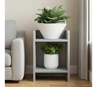 LoogCape Plant Stand Concrete Grey 30 x 30 x 40 cm Wood Material Indoor Decoration Room Organiser with 2 Levels, Space-Saving, Maximum Load 20 kg, for Balcony, Living Room, Garden