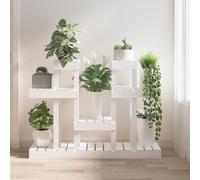 LoogCape Plant stand, white, 104.5 x 25 x 77.5 cm, made of solid pine wood for balcony, terrace and living room, weatherproof, space-saving, ideal for flowers, herbs, bonsai and orchids