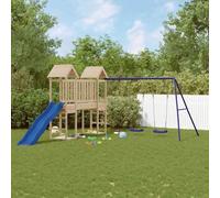 LoogCape Play Tower Solid Wood Pine with Slide Swing Sandpit Climbing Frame for Children Garden Outdoor Children's Room Robust Wooden Play Device for Toddlers Girls Boys