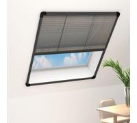 LoogCape - Pleated Blind for Windows, Aluminium, Anthracite, 80 x 160 cm, Fly Screen Against Mosquitoes, Wasps, Spiders, Insect Screen with Strap for Roof Windows, Balcony Door, Patio Door