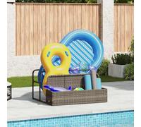 LoogCape Pool Storage Container, Grey, 110 x 100 x 57 cm, Poly Rattan with Storage Space for Garden, Patio, Balcony, Organiser and Box for Pool Toys, Towels and More