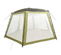 LoogCape Pool Tent, Fabric, 590 x 520 x 250 cm, Green, UV-Resistant Swimming Pool Cover with Mesh Side Walls for Round Pools up to 300 cm, Durable Steel Frame, Includes Guy Ropes and Pegs