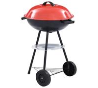 LoogCape Portable XXL Charcoal Grill with Wheels 44 cm, Large Cooking Grate, Enamelled Lid, Ventilation Slider, Storage Compartment, Sturdy Construction, Ideal for Outdoor, Camping, Balcony and Patio