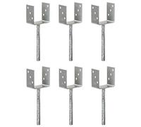 LoogCape Post anchors, 6 pieces, silver, 10 x 6 x 30 cm, galvanised steel, Y-shaped with pre-drilled holes for garden fence, carport, pergola, gazebo, privacy screen, rotary dryer, parasol