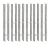 LoogCape Post anchors, 6 pieces, silver, 7 x 6 x 60 cm, galvanised steel, durable attachment for garden fence, gazebo, pergola, carport, privacy screen, rotary dryer, parasol, wooden posts, assembly