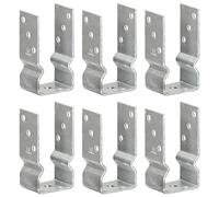 LoogCape Post anchors, 6 pieces, silver, galvanised steel, 7 x 6 x 15 cm, U-shaped with pre-drilled holes, durable attachment for garden fence, carport, pergola, gazebo, privacy screen, rotary dryer