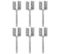 LoogCape Post anchors, 6 pieces, silver, galvanised steel, 7 x 6 x 30 cm, Y-shaped, with pre-drilled holes, durable attachment for fence, garden, carport, pergola, gazebo, privacy screen