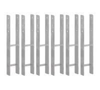 LoogCape Post anchors, pack of 6, silver, 10 x 6 x 60 cm, galvanised steel, H-shaped with pre-drilled holes for garden fence, carport, pergola, privacy screen, gazebo, durable outdoor attachment