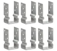 LoogCape Post anchors, pack of 6, silver, 8 x 6 x 15 cm, galvanised steel, U-shaped ground anchor for fence, garden, carport, pergola, gazebo, privacy screen, rotary dryer, parasol, wooden posts