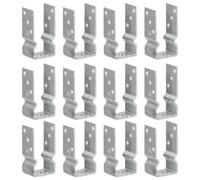 LoogCape Post Support Pack of 12 Silver 7 x 6 x 15 cm Galvanised Steel for Garden Fence Carport Pergola Privacy Screen Clothes Line Parasol Stand