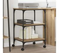 LoogCape Printer Stand Artisan Oak 50 x 41 x 75 cm Wood Material with Wheels for Office Home Office Storage Storage Organiser and Mobile Use