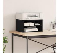 LoogCape Printer Stand Black Oak Effect 40 x 32 x 22.5 cm Made of Wood for Office and Home Office, Sturdy Design, Storage Space, Space Saving, for Printers, Scanners, Files, Folders and Accessories