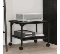 LoogCape Printer Stand Black Oak Effect 50 x 40 x 38 cm Wood Material with Storage Space for Office and Home Office, Two-tier Design, Rustic Look, Sturdy Shelf for Printers, Scanners, Files
