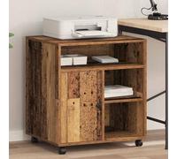 LoogCape Printer Stand Made of Wood 60 x 50 x 67 cm with Wheels for Home Office and Office, Rustic Design, Mobile Side Cart Ideal for Printers, Files, Scanners and Storage Space