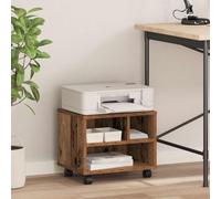 LoogCape Printer Stand Made of Wood with Wheels 41 x 32 x 33.5 cm for Office and Home Office, Rustic Side Trolley, Mobile Storage Space, Ideal for Printer Table, Shelf, Shelf and Organisation