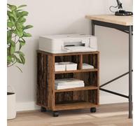 LoogCape Printer Stand Reclaimed Wood 41 x 32 x 48 cm Wood Material Robust with Wheels for Office, Home Office, Storage Space, Shelf, Organiser, Mobile, Rustic Style, Easy Assembly