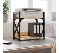 LoogCape Printer Stand with 2 Shelves Sonoma Oak 40 x 20 x 40 cm Wood Material Metal Frame Height Adjustable for Office Home Office Study Organiser Storage Space