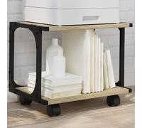 LoogCape Printer Stand with 2 Shelves Sonoma Oak 41 x 28 x 33.5 cm Mobile Office Table with Wheels, Versatile Organiser for Office, Home Office, Study with Storage Space, Shelf and Height Adjustable