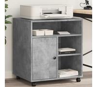 LoogCape Printer Stand with Wheels Concrete Grey 60 x 50 x 67 cm Office Organiser Mobile Rolling Container with Storage Space for Study and Home Office