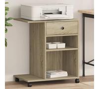 LoogCape Printer Stand with Wheels Sonoma Oak 60 x 40 x 68.5 cm Mobile Office Table with Storage Space, Organiser, Shelf, Side Trolley, Flexible for Office, Home Office, Study