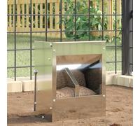 LoogCape Rabbit Feeder, Silver, 20 x 12.5 x 25 cm, Galvanised Steel, Weatherproof Water Dispenser for Indoor and Outdoor Use with Hooks, Drainage Holes, 3 kg Capacity, Durable, Easy to Clean