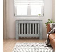 LoogCape Radiator Cover Concrete Grey 112 x 19 x 81.5 cm Wood Material Modern Design Heating Panel with Storage Space for Living Room Bedroom Efficient Heat Distribution