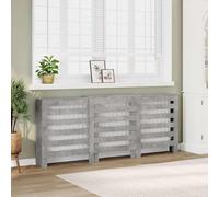 LoogCape Radiator Cover, Concrete Grey, 205 x 21.5 x 83.5 cm, Wood Material, Modern Slatted Design for Living Room, Durable, Easy to Clean, with Wall Mount, Practical Shelf, Suitable for Heating
