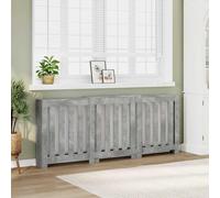 LoogCape Radiator Cover, Concrete Grey, 205 x 21.5 x 83.5 cm, Wood Material with Wall Bracket, Modern Slatted Design for Stylish Interior Design and Additional Storage Space in Living Room and