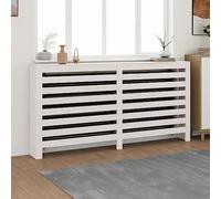 LoogCape Radiator Cover, White, 169 x 19 x 84 cm, Solid Pine Wood with Shelf, Modern Slat Design for Bathroom, Living Room and Smart Home Applications