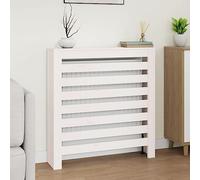 LoogCape Radiator Cover, White, 79.5 x 19 x 84 cm, Made of Solid Pine Wood with Modern Slat Design for Decorative Radiator Protection and Practical Shelf in Living Rooms