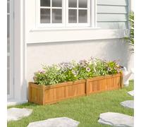 LoogCape Raised Garden Bed 150x30x25 cm, Solid Teak Wood Planter Box, Elevated Design for Vegetables, Herbs, Flowers, Outdoor Gardening