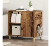 LoogCape Reclaimed Wood Cat House, 72 x 42.5 x 70 cm, Wood Material for Indoor Use with Sturdy Design, Ideal as a Retreat, Playground and Scratching Post, Robust, Durable, Easy Assembly