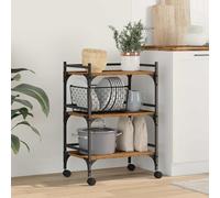 LoogCape Reclaimed Wood Kitchen Trolley 50 x 35 x 75.5 cm Wood Material with Wheels for Flexible Use in Kitchen and Dining Room, Sturdy Side Trolley with Storage Space, Rollable, Slim and Foldable