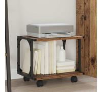 LoogCape Reclaimed Wood Printer Stand 41 x 28 x 33.5 cm Wood Material with Wheels Industrial Design, Sturdy Storage System for Office, Home Office, Printer Table, with Lockable Wheels